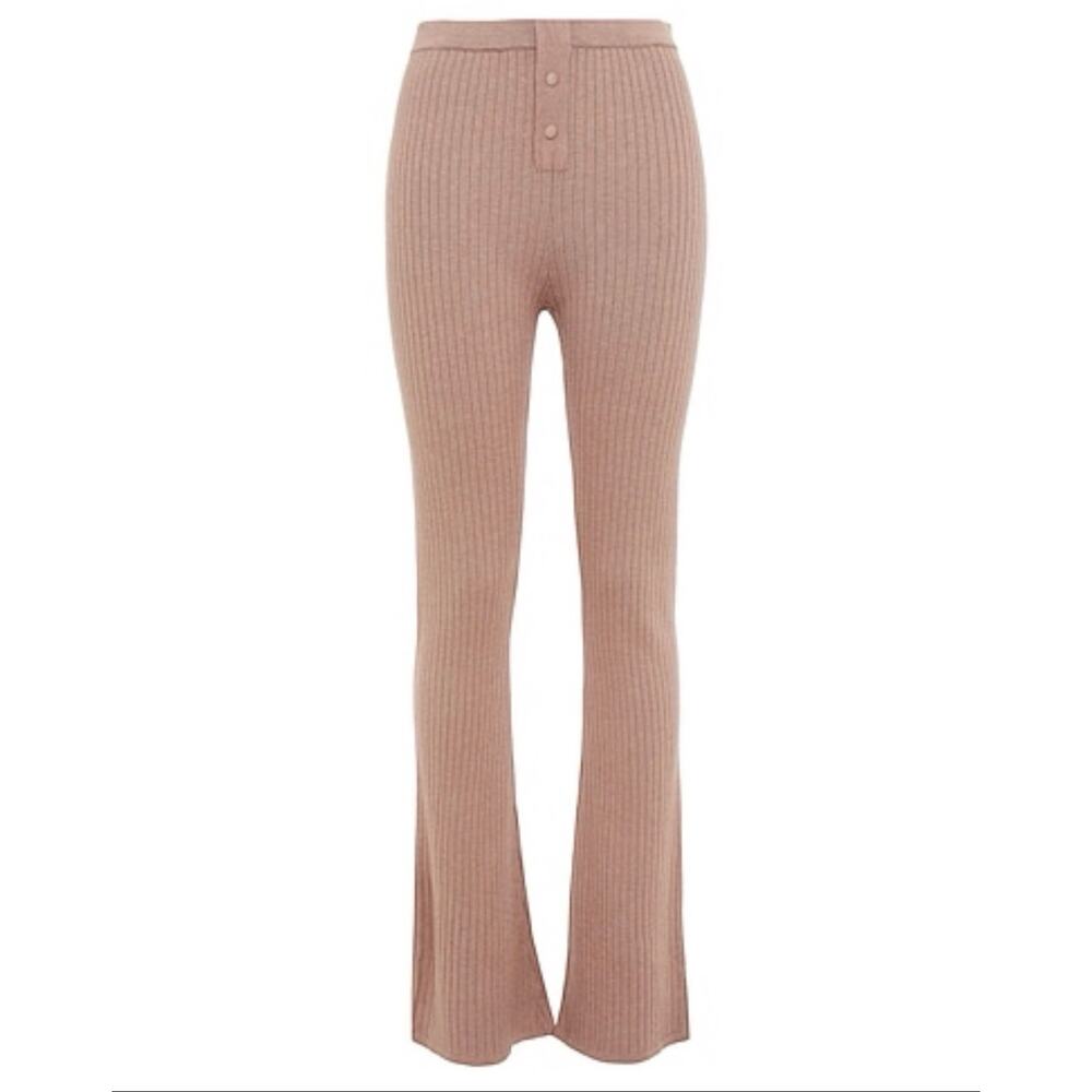 NWT Live The Process Dusty Rose Pink Ribbed Super Flare Pants L